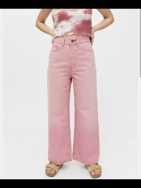BDG Huge & Wide Jean Washed Rose Pink Size 28 High Rise Spring Denim